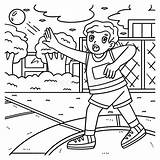 Track And Field Female Putting The Shot Coloring Stock Illustration  sketch template