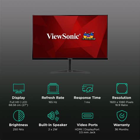 Buy ViewSonic Omni 68.58 cm (27 inch) Full HD VA Panel LCD Frameless Gaming Monitor with Black ...
