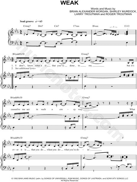 SWV "Weak" Sheet Music in Eb Major (transposable) - Download & Print - SKU: MN0101375_U5