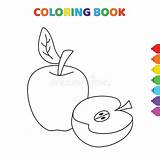 Cute Cartoon Apple Slice Coloring Book For Kids Black And White Vector  sketch template
