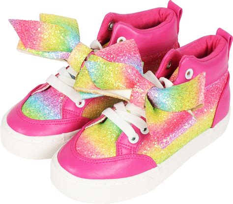 Amazon.com | JoJo Siwa Girls High Top Pink Rainbow Glitter Zip On ...