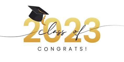 Class of 2023, word lettering script banner. Congrats Graduation lettering with academic cap ...