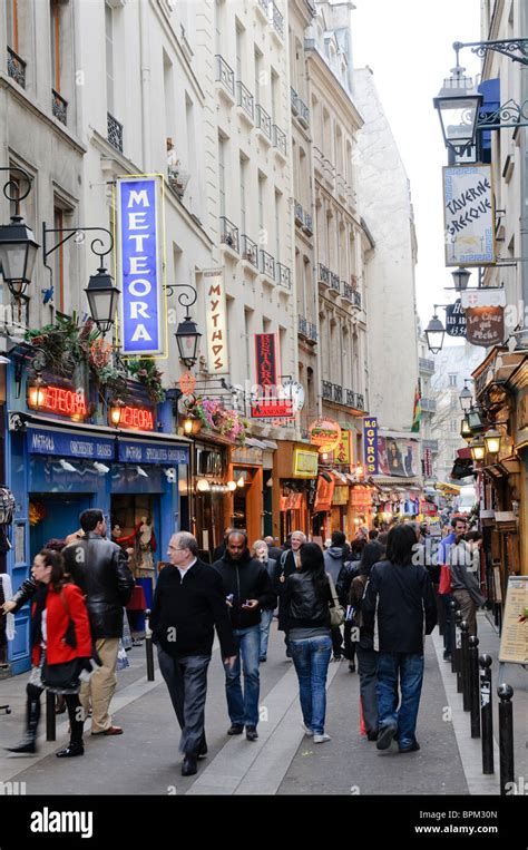 PARIS, France - Street of the popular market street of Rue Mouffetard in Paris Stock Photo - Alamy