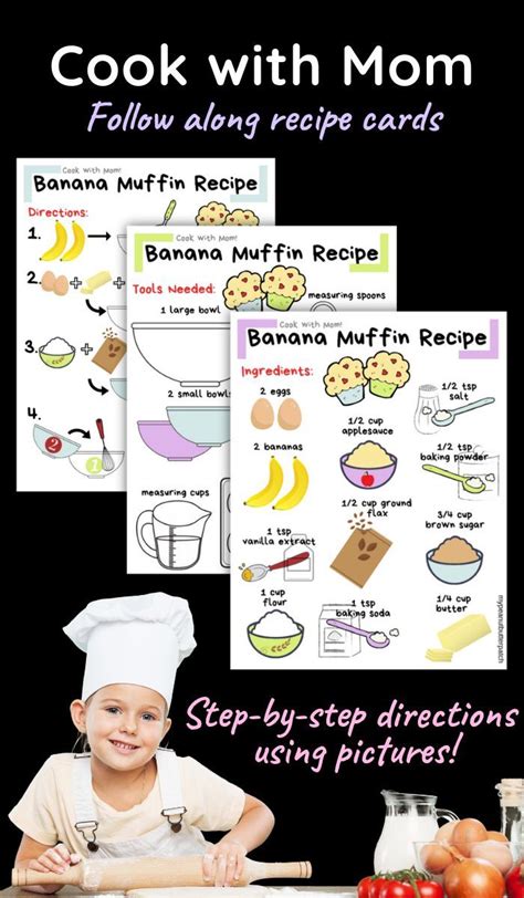 Cook With Mom Recipe Cards & Color Matching Activity, Picture Recipe Cards, Kids Cooking - Etsy ...