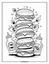 85  Cheeseburger Coloring Pages For Kids & Adults Free Printable PDFs sketch template