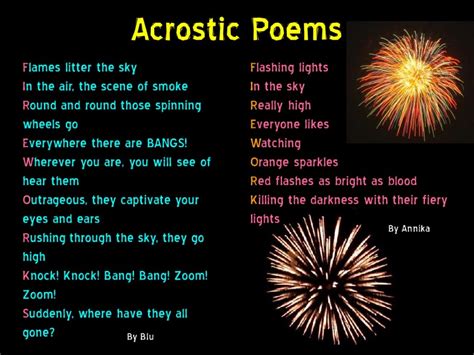 Year 7 firework poems