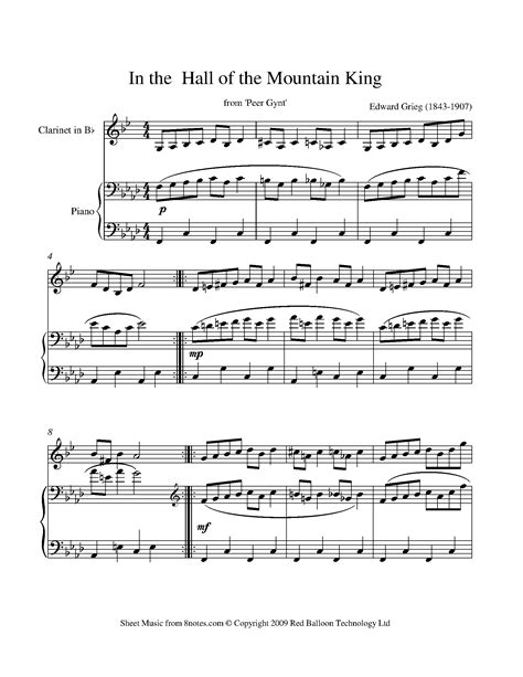 Hall Of The Mountain King Sheet Music Piano - In The Hall Of The Mountain King Piano Sheet Music ...