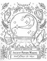 Ancient potion magic  Witch coloring Pages Coloring Adult sketch template