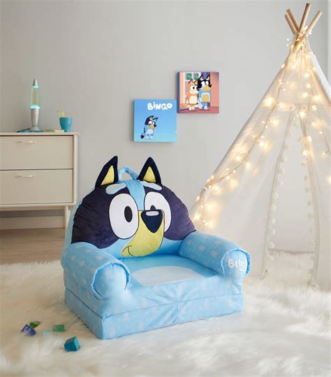 Bluey Plush 2-in-1 Flip Out TV Chair for Children in Vibrant Blue Polyester - Walmart.com