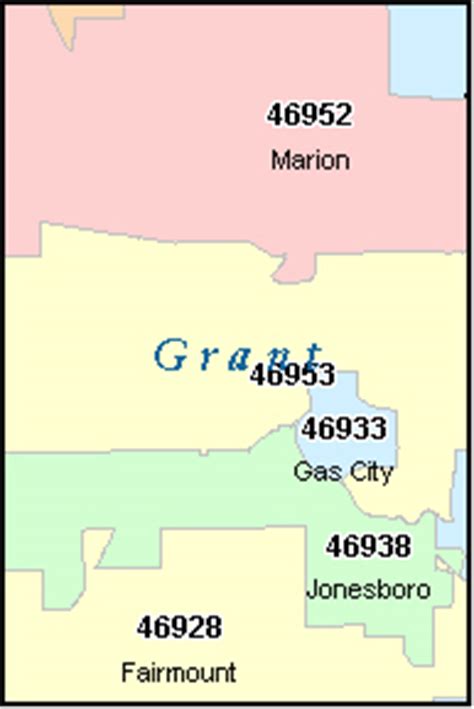 GRANT County, Indiana Digital ZIP Code Map