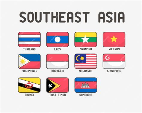 Premium Vector | Southeast Asia flags set