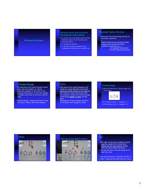 Resonance Structures Counting Valence Electrons Formal Charge Rules Formal Charge Hclo the One ...