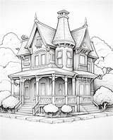 Sketch Of An Old House Coloring  Premium AI Generated Image sketch template