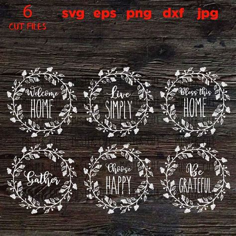 Wreath Bundle Svg Welcome Home Svg Choose Happy Svg Gather - Etsy