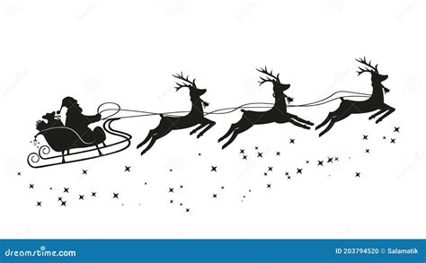 Santa Claus in a Sleigh and with Reindeer. Vector Stock Vector - Illustration of nine, flying ...