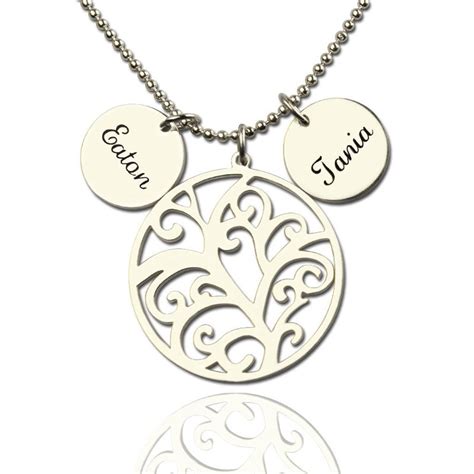 Family Tree Necklace Sterling Silver Family Tree Name - Etsy