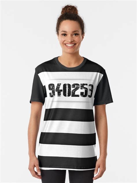 "Prison Inmate Black and White Stripes Halloween Costume" T-shirt for ...