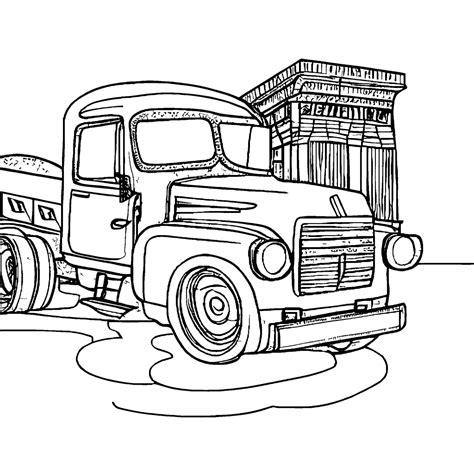 Vintage Truck Coloring Page · Creative Fabrica