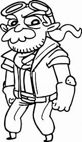 Cartoon Fantasy Old Wise Mustache Beard Guy Character Coloring Page  sketch template