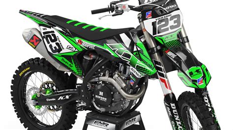 Custom dirt bike Graphics kit kawasaki FACTORY ENERGY CA33B green | custom-graphics-mx