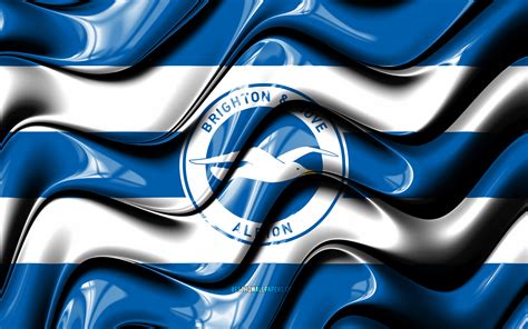 Download wallpapers Brighton Hove Albion flag, 4k, blue and white 3D waves, Premier League ...
