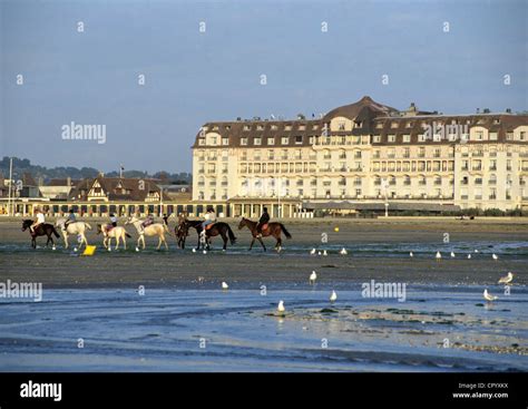 France, Calvados, Deauville, Deauville Beach, Royal Hotel Stock Photo ...