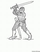 Coloring Page  Knight With A Two Handed sword sketch template