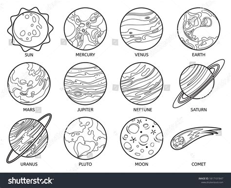 Planets Color Book Solar System Earth Stock Vector (Royalty Free ...