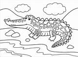 Friendly Alligator sketch template