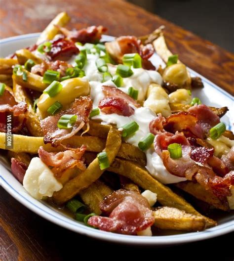 The Works Poutine: Poutine with sour cream, bacon and green onions ...