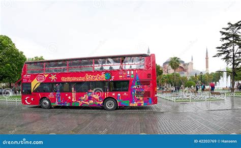 Tourist bus in istanbul editorial stock image. Image of double - 42203769