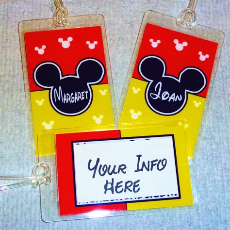 Professionally Made - DISNEY (Set of 4) Personalized MICKEY MOUSE Luggage Tags - Your in ...