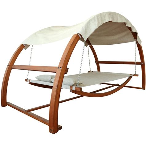 Leisure Season 10 1/2 Foot Wood Outdoor Swing Bed With Canopy : Ultimate Patio | Canopy swing ...