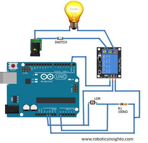 DIY Night Light automatic turn ON and OFF using Arduino, Relay and LDR