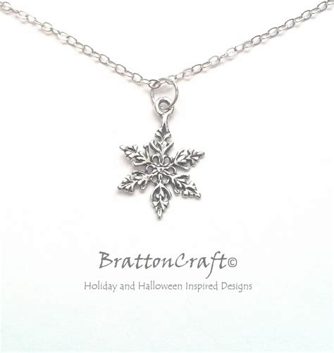 Silver Snowflake Necklace Sterling Silver Snowflake Necklace - Etsy