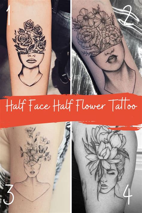 Unique Half Face Half Flower Tattoo Ideas - TattooGlee | Tattoos for ...