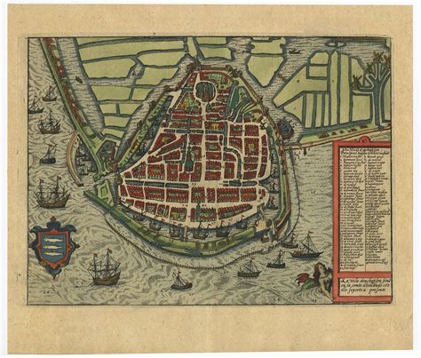 Antique Map of Enkhuizen by Guicciardini (c.1620)