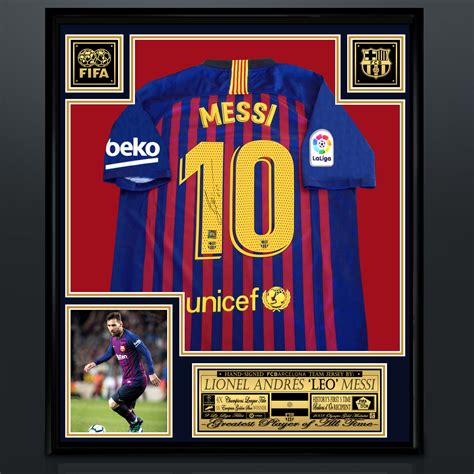 Lionel Messi // Signed Barcelona Home Jersey // Museum Frame (Signed ...