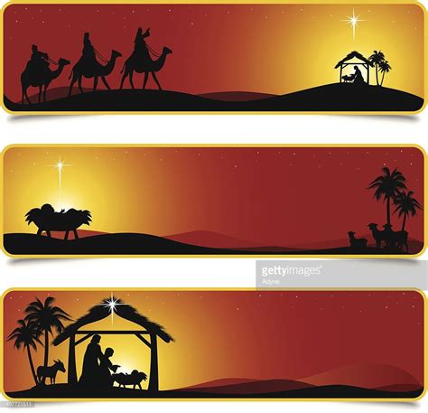 Vector Art : Nativity scene banners designs Christmas Window Display, Christmas Nativity ...