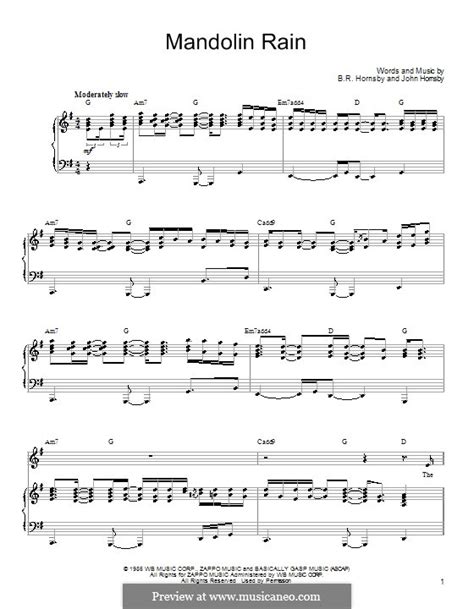 Mandolin Rain by Bruce Hornsby, J. Hornsby - sheet music on MusicaNeo