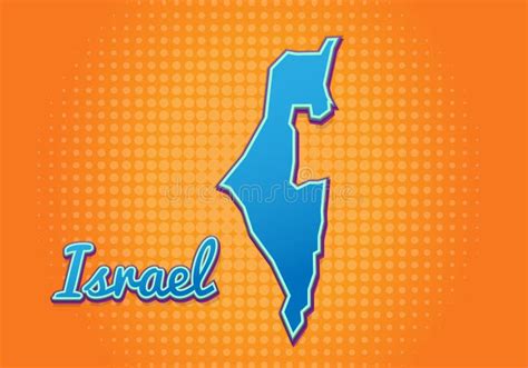 Retro Map of Israel with Halftone Background. Cartoon Map Icon in Comic ...