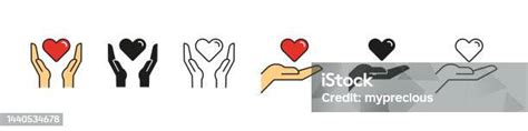 Hands Holding Heart Icon Heart In Hands Vector Icon Set Medical Care ...