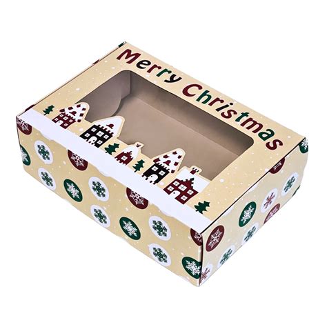 Christmas Box | Christmas Village (22x15x7cm) Kraft Box - Bakers Box ME