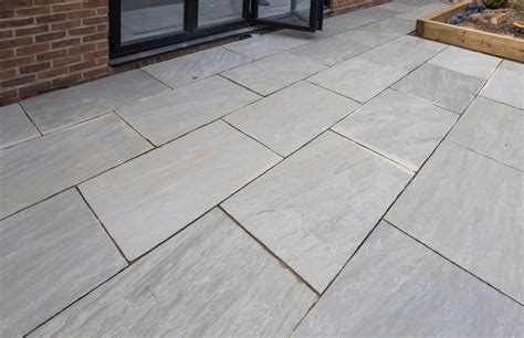 Kandla Grey Sandstone Paving Slabs, Light Grey 900x600 22mm £28.11/m2 | Stone Paving Direct