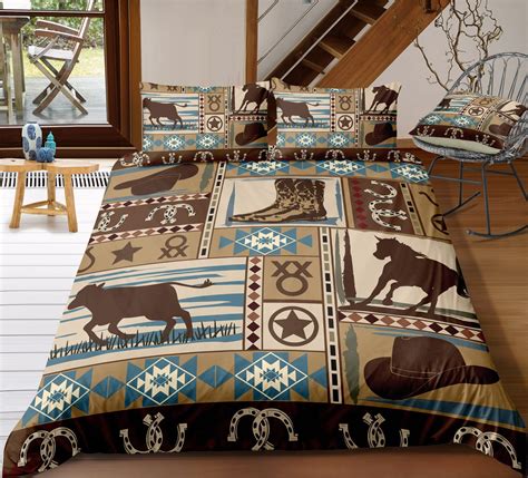 Cowboy Western Themed Bedding Set in 2021 | Western bedding sets, Western bedding, Bedding set