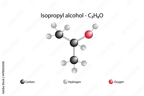 Molecular formula of isopropyl alcohol. Isopropyl alcohol is colorless and flammable. It has a ...