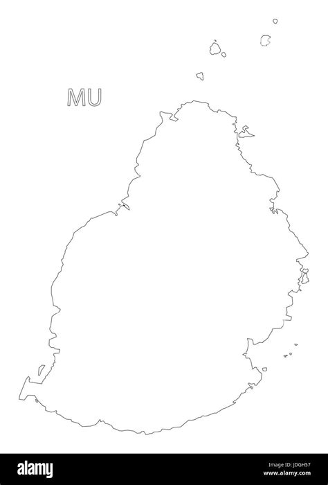 Mauritius outline silhouette map illustration with black shape Stock ...