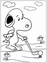 Snoopy Playing Golf sketch template