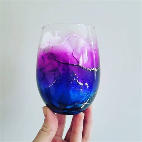 Alcohol ink stemless wine glass – Artofit