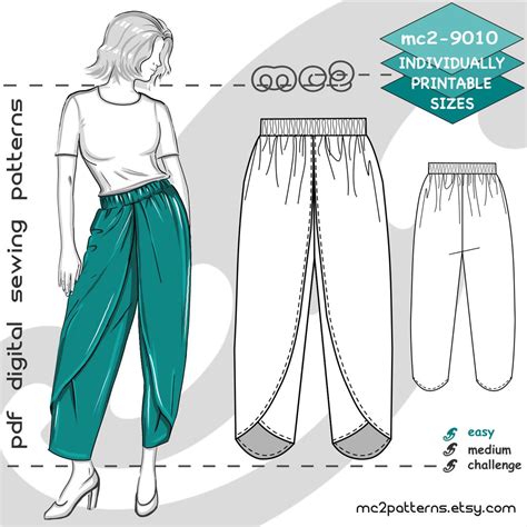 S-2XL/ Tulip-wrap Dhoti Pants With Crotch/ Digital Sewing Pdf-pattern ...